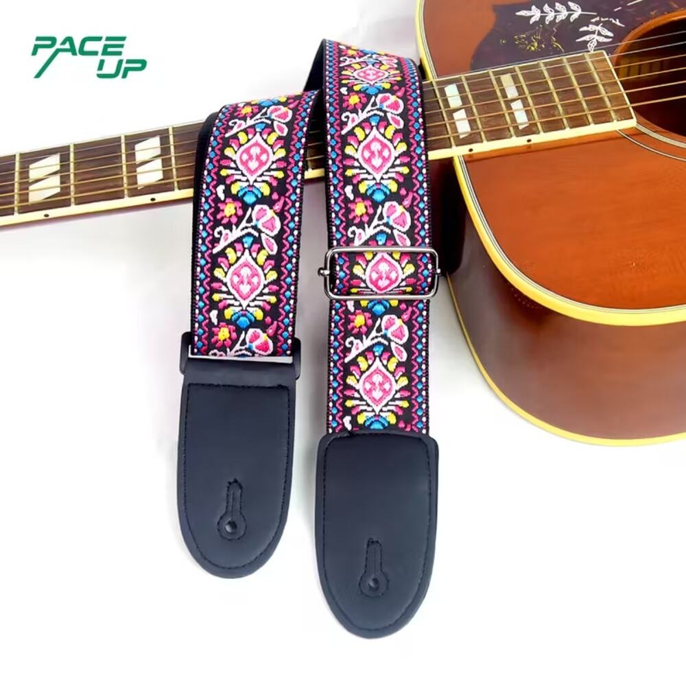 New 5-color Pattern Adjustable Guitar Strap Wide Embroidered Music New Floral